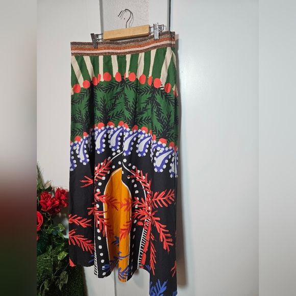 Oliphant XL Boho Maxi Skirt Multicolor Hand Block Print India Cotton - Picture 3 of 11